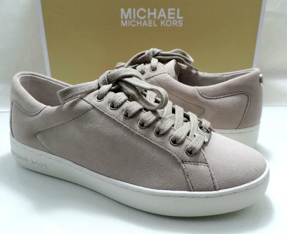 Women's Michael Kors KEATON KILTIE SNEAKER Lace Up Suede Cement Grey Size 6.5